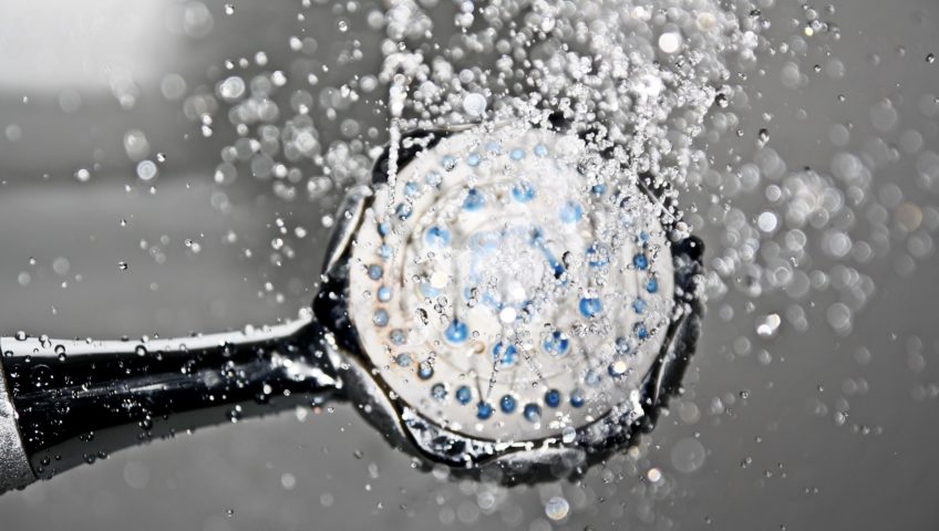 A leaking shower head